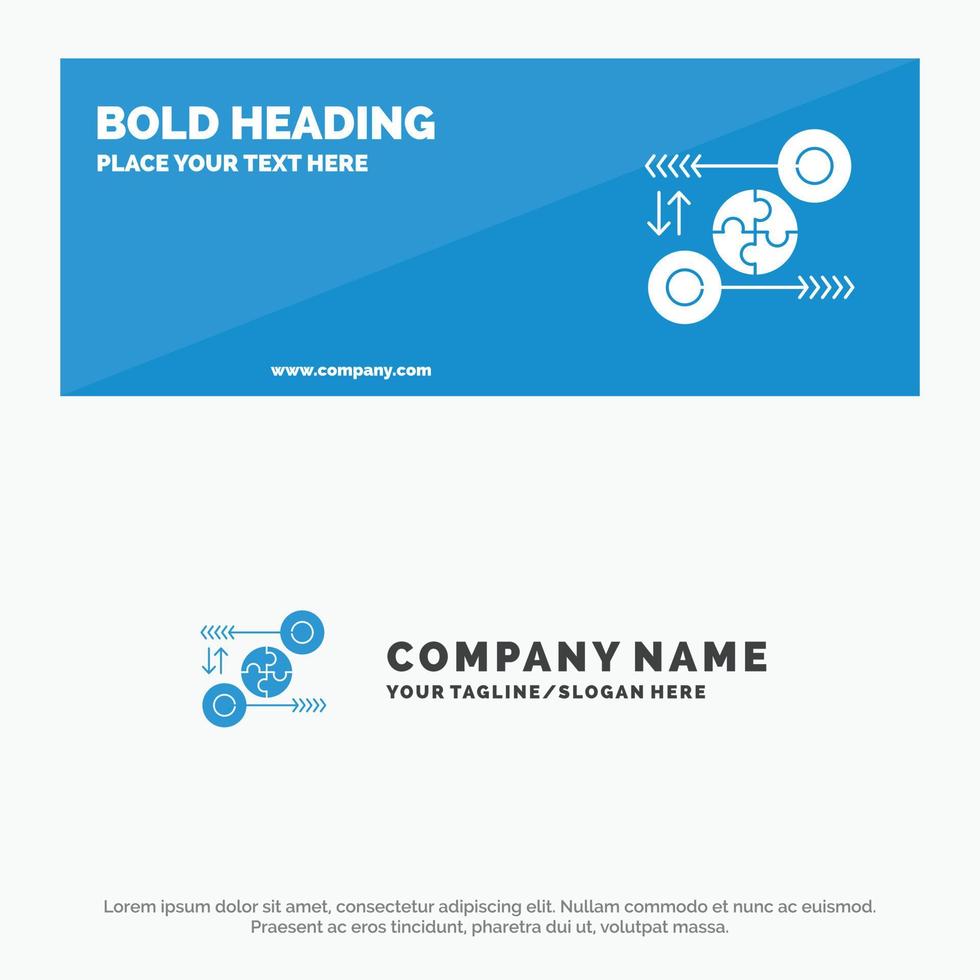 Puzzle Business Idea Marketing Pertinent SOlid Icon Website Banner and Business Logo Template vector