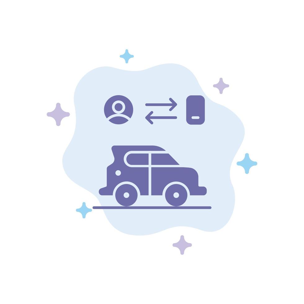 Car Transport Man Technology Blue Icon on Abstract Cloud Background vector