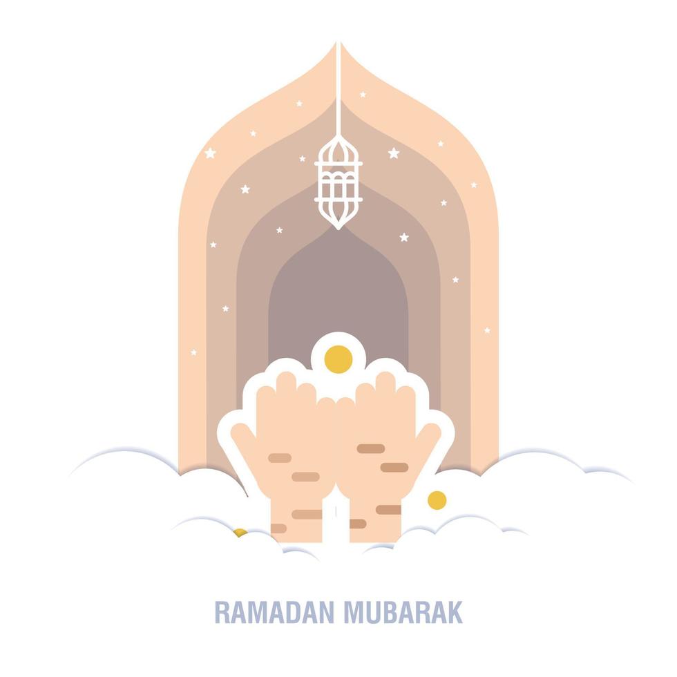ramadan kareem diseño islámico luna creciente y silueta de cúpula de mezquita con patrón árabe y calli vector