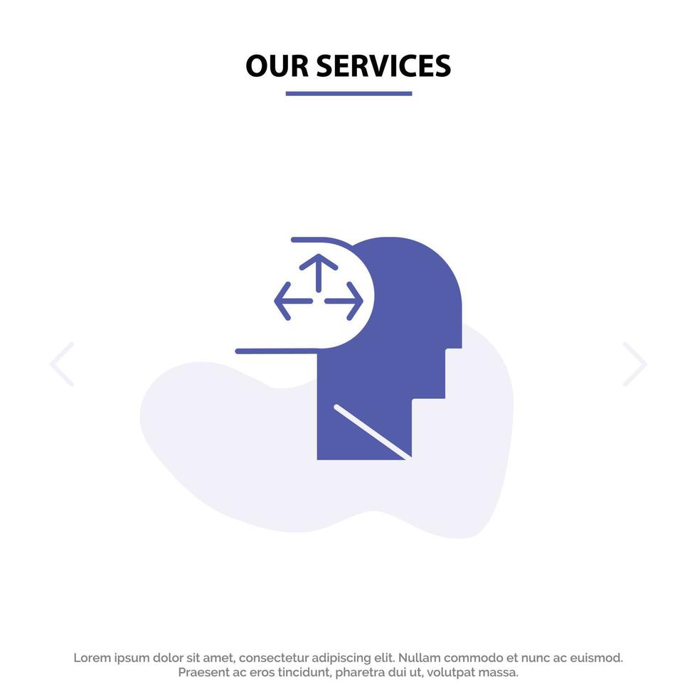 Our Services Autism Disorder Man Human Solid Glyph Icon Web card Template vector