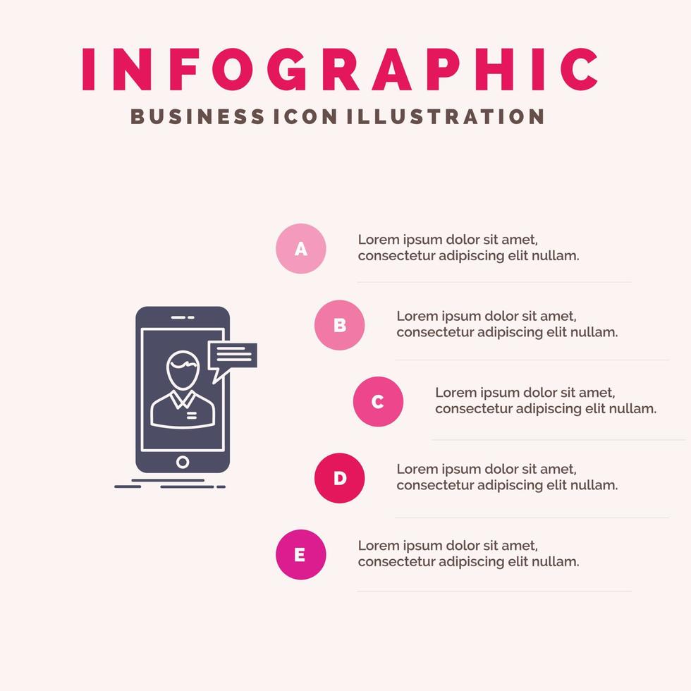 Chat Live Chat Meeting Mobile Online Conversation Solid Icon Infographics 5 Steps Presentation Backg vector