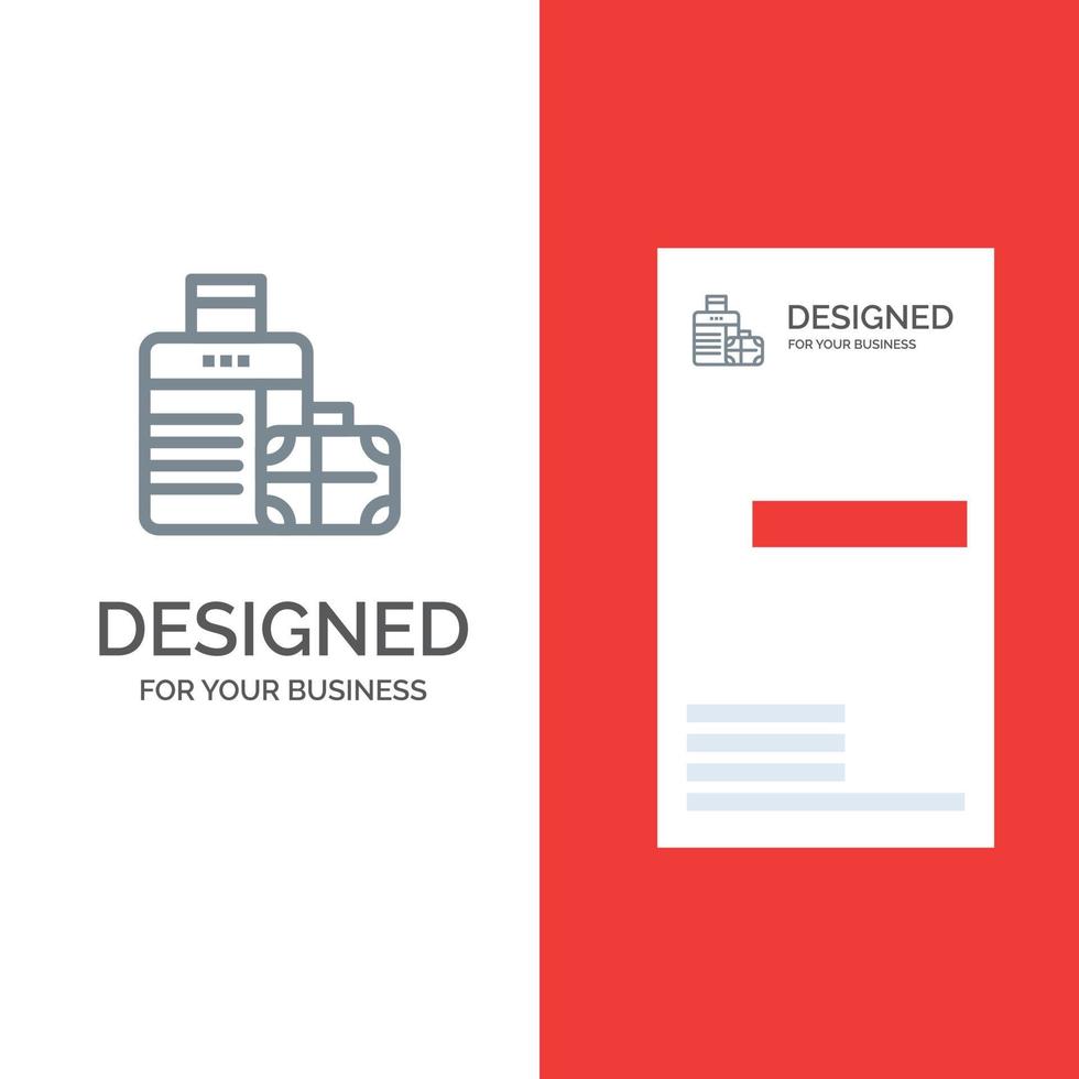 Luggage Bag Handbag Hotel Grey Logo Design and Business Card Template vector
