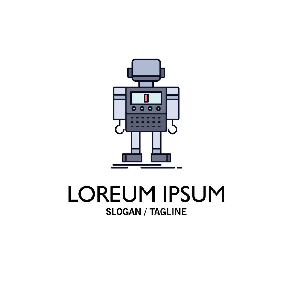 autonomous machine robot robotic technology Flat Color Icon Vector