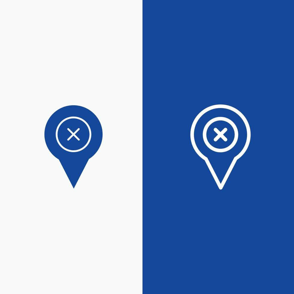 Add Pin Location Map Line and Glyph Solid icon Blue banner Line and Glyph Solid icon Blue banner vector