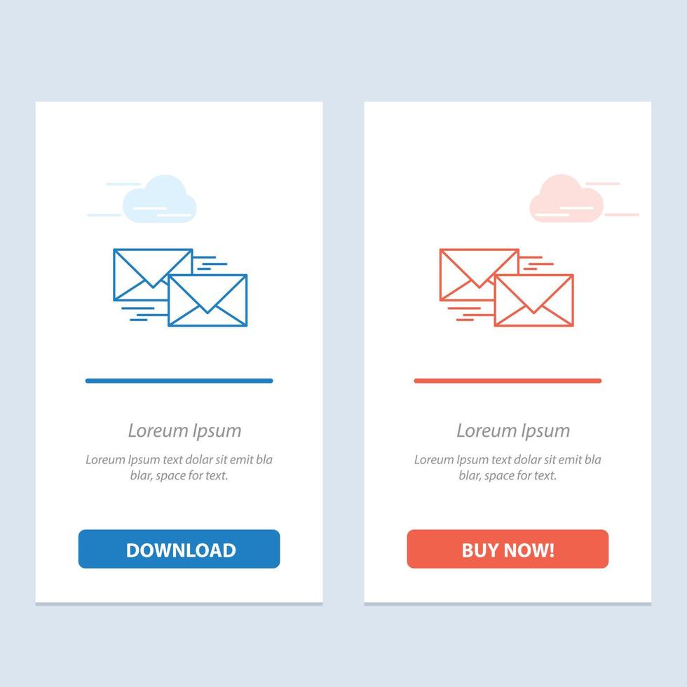 Mail Reply Forward Business Correspondence Letter  Blue and Red Download and Buy Now web Widget Card vector