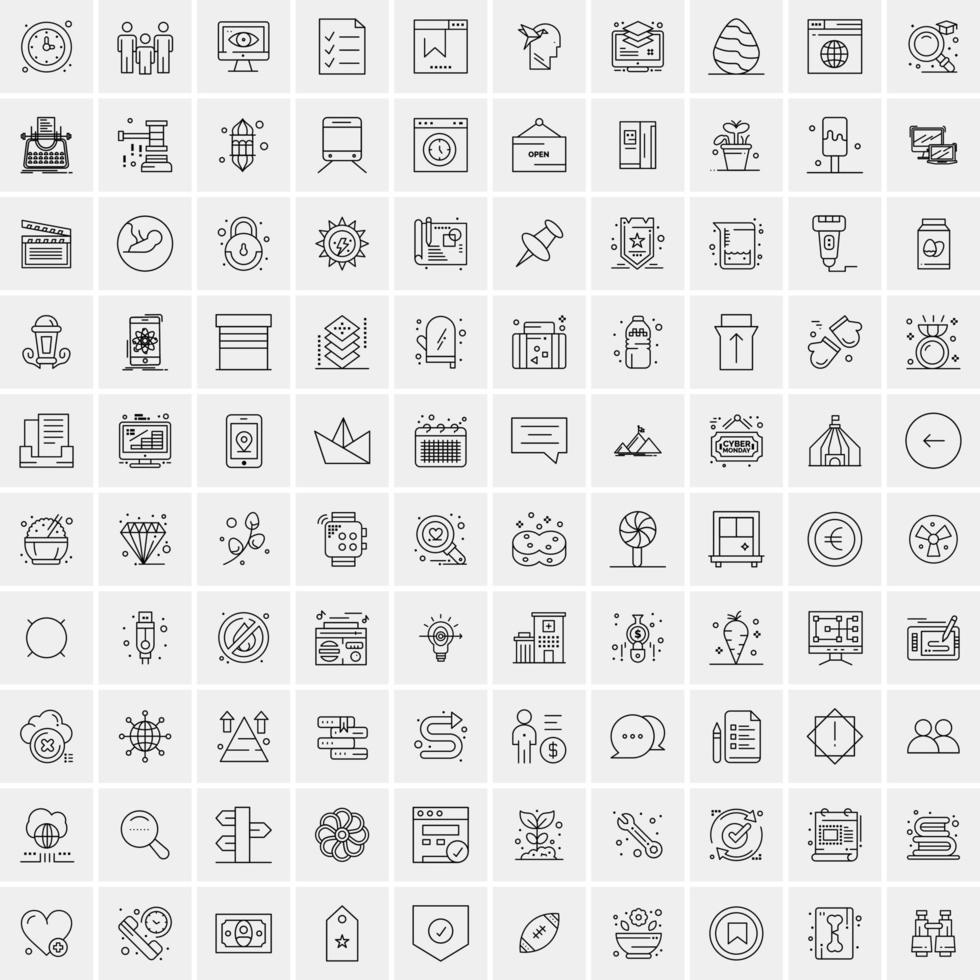 Pack of 100 Universal Line Icons for Mobile and Web vector