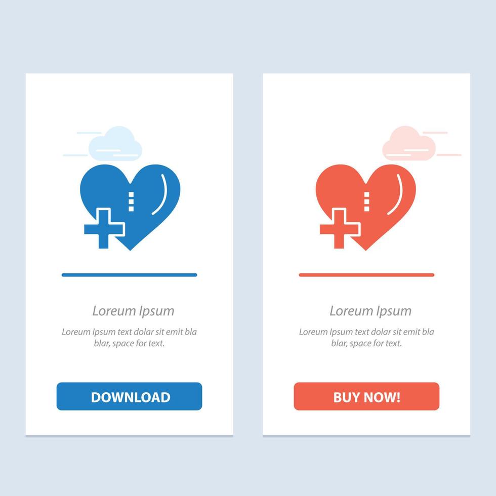 Heart Love Add Plus  Blue and Red Download and Buy Now web Widget Card Template vector