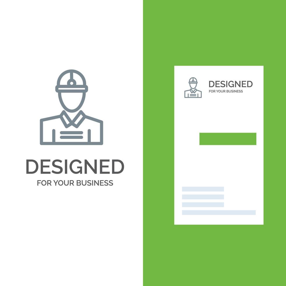 Construction Engineer Worker Work Grey Logo Design and Business Card Template vector