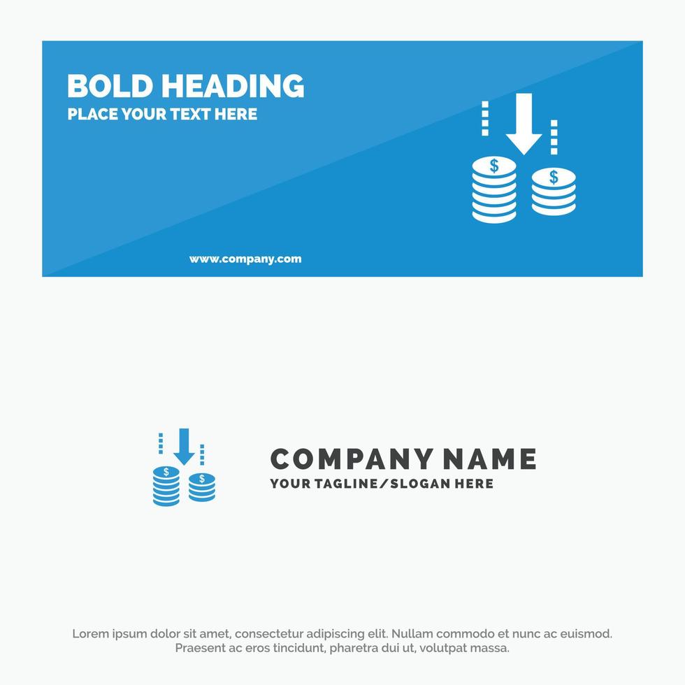 Money Transfer Fund Analysis SOlid Icon Website Banner and Business Logo Template vector