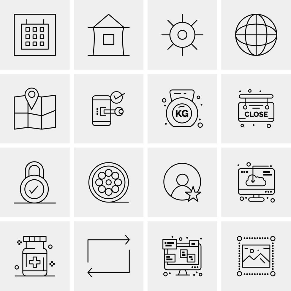 16 iconos universales de negocios vector ilustración de icono creativo para usar en proyectos relacionados con la web y dispositivos móviles