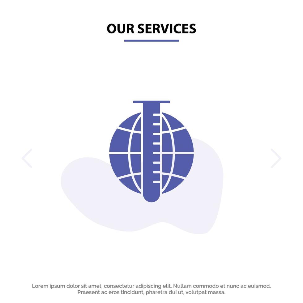 Our Services Market Analysis Analysis Data Market Research Solid Glyph Icon Web card Template vector
