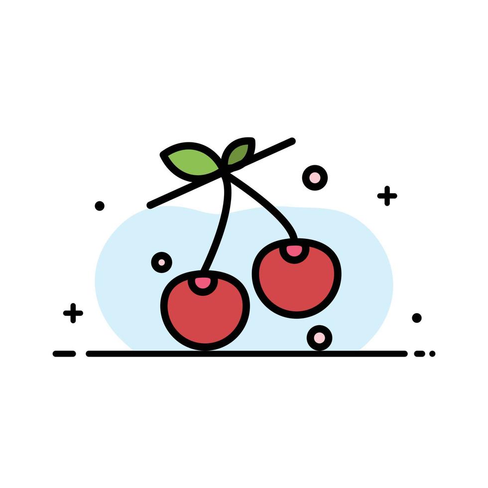 baya cereza comida primavera negocio línea plana icono lleno vector banner plantilla