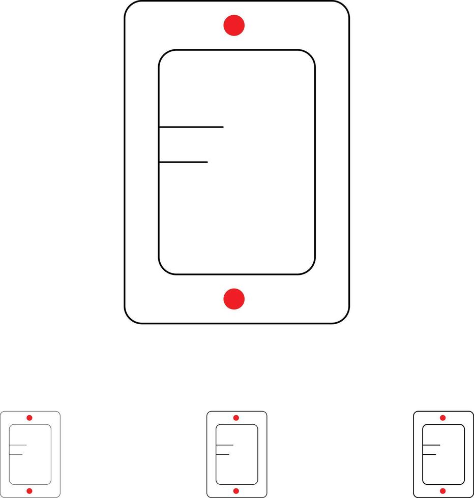 Mobile Online Study School Bold and thin black line icon set vector