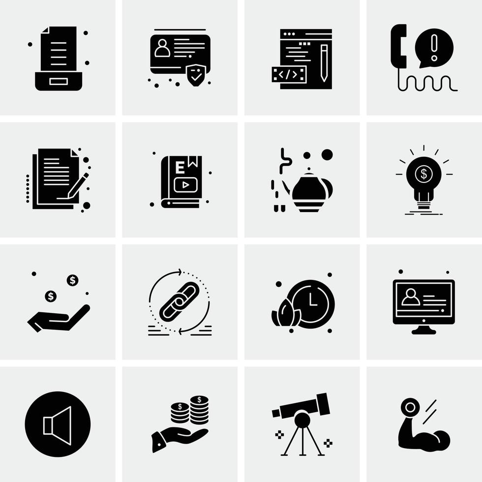 16 iconos de negocios universales vector ilustración de icono creativo para usar en proyectos relacionados con la web y dispositivos móviles