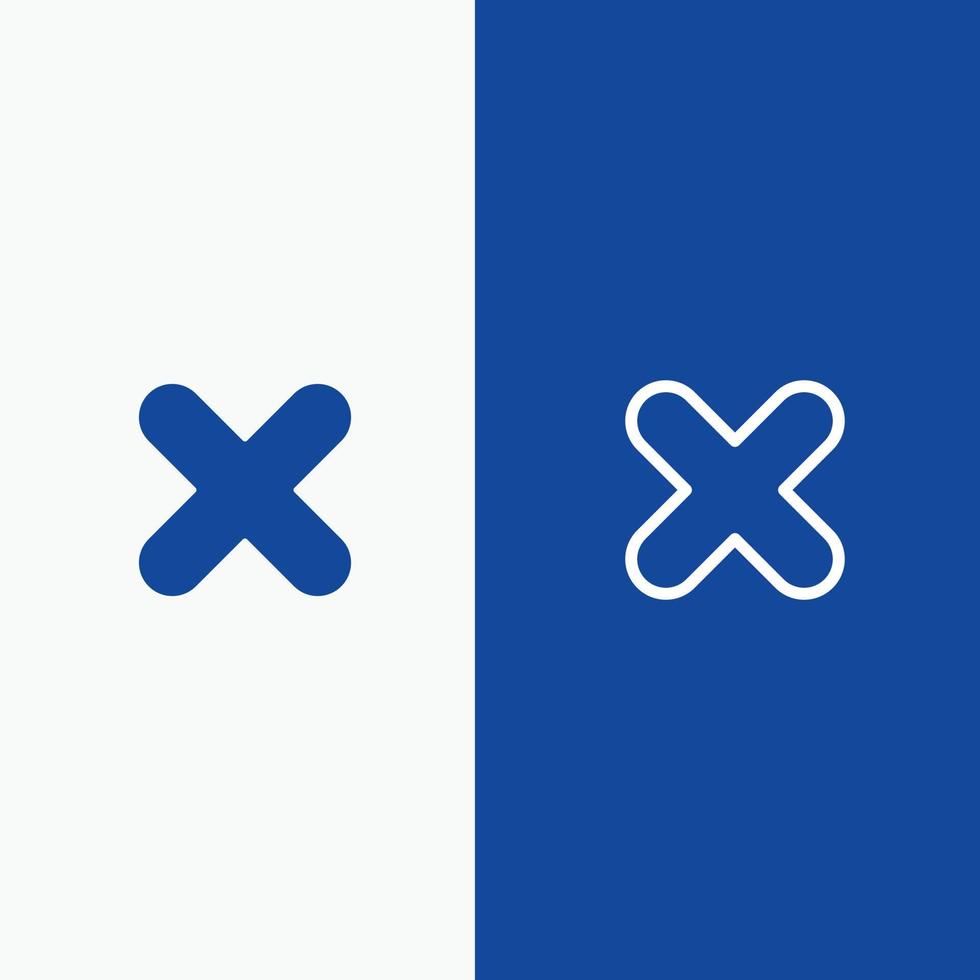 Delete Cancel Close Cross Line and Glyph Solid icon Blue banner Line and Glyph Solid icon Blue banne vector