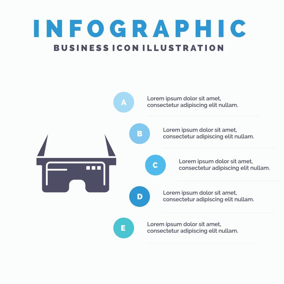 Virtual Glasses Medical Eye Solid Icon Infographics 5 Steps Presentation Background vector