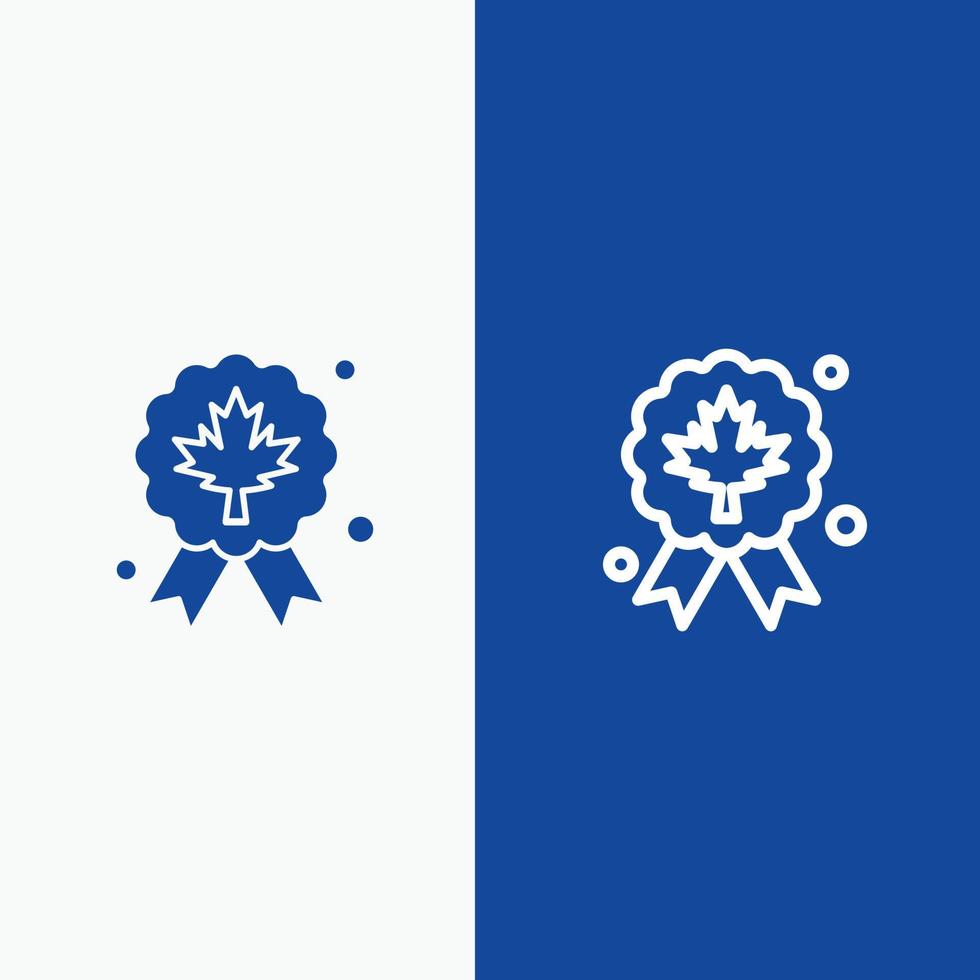 insignia de premio de hoja línea de calidad y glifo icono sólido bandera azul línea y glifo icono sólido bandera azul vector