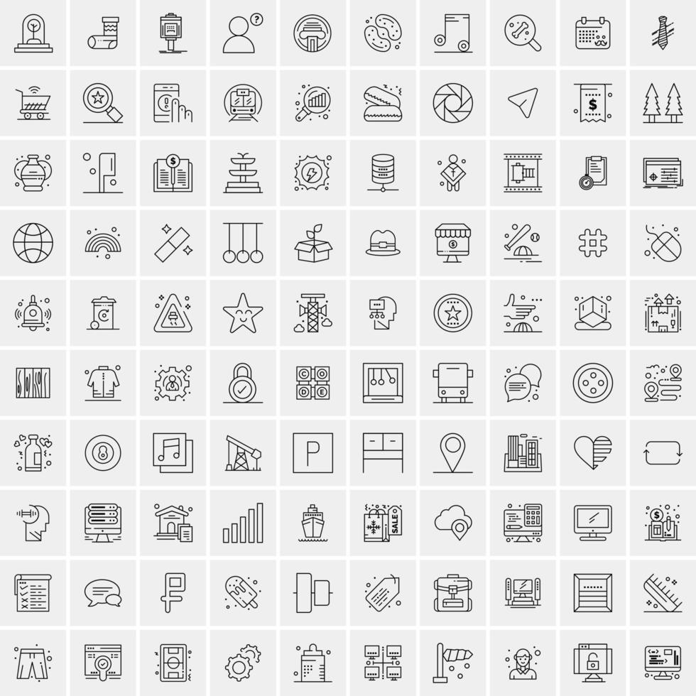 conjunto de 100 iconos de línea de negocios creativos vector