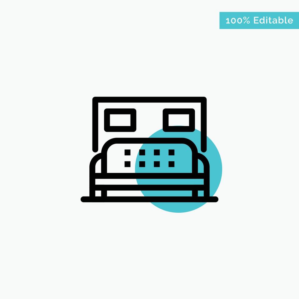 Hotel Bed Bedroom Service turquoise highlight circle point Vector icon