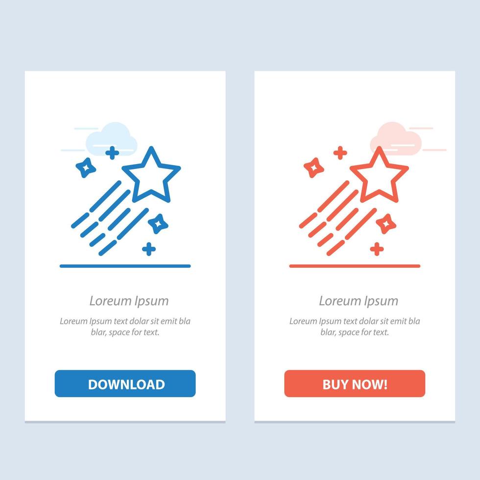 Asteroid Comet Space Star  Blue and Red Download and Buy Now web Widget Card Template vector