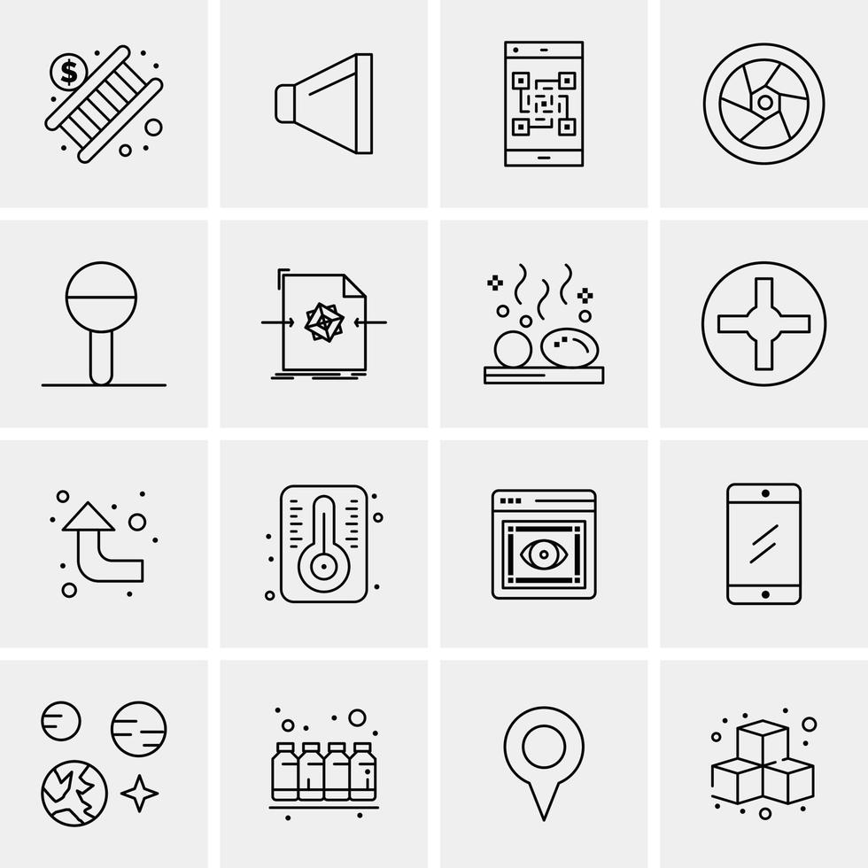 16 iconos de negocios universales vector ilustración de icono creativo para usar en proyectos relacionados con la web y dispositivos móviles