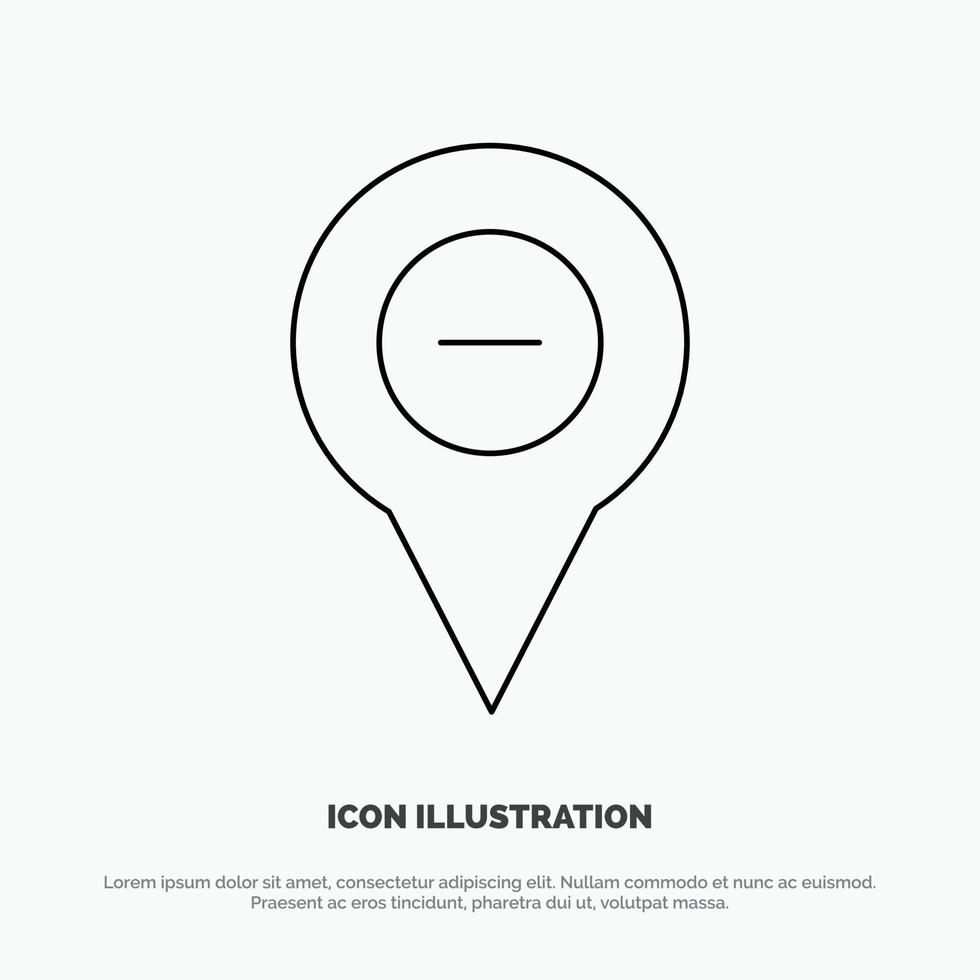 Location Map Navigation Pin minus Line Icon Vector