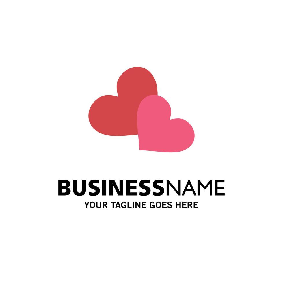 Heart Love Loves Wedding Business Logo Template Flat Color vector