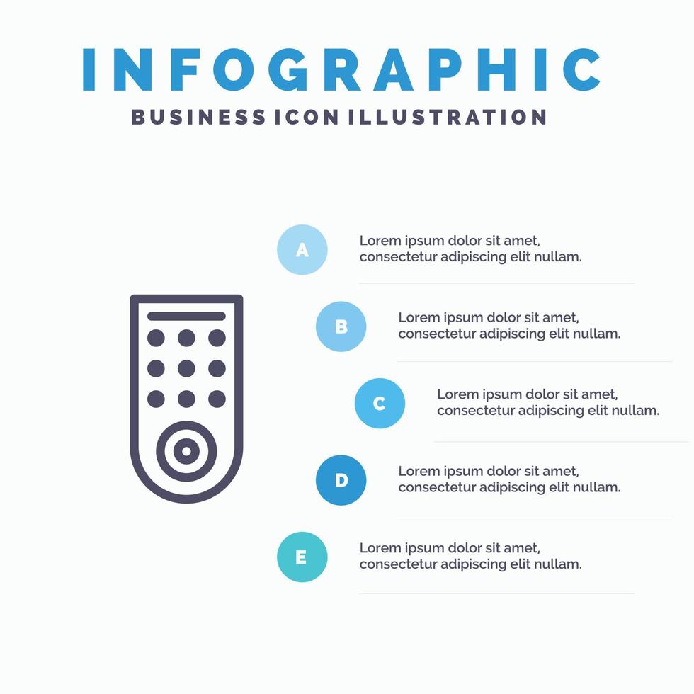 Control Remote TV Line icon with 5 steps presentation infographics Background vector