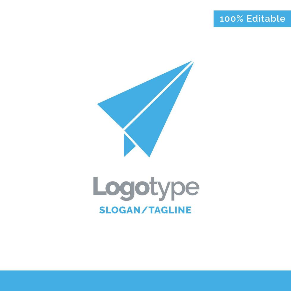 Paper Paper plane Plane Blue Solid Logo Template Place for Tagline vector