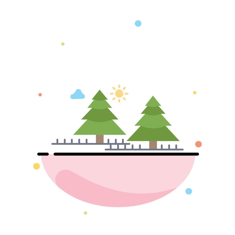 forest camping jungle tree pines Flat Color Icon Vector