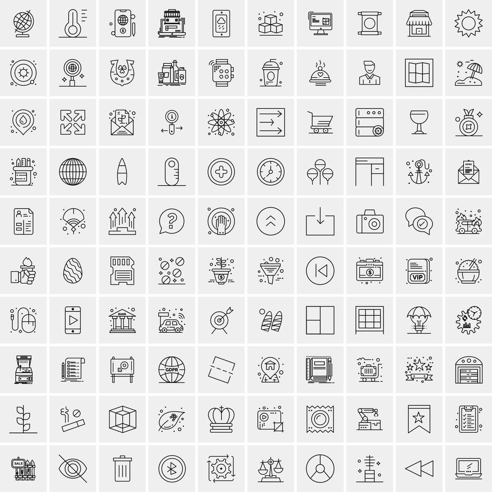 conjunto de 100 iconos de línea de negocios creativos vector