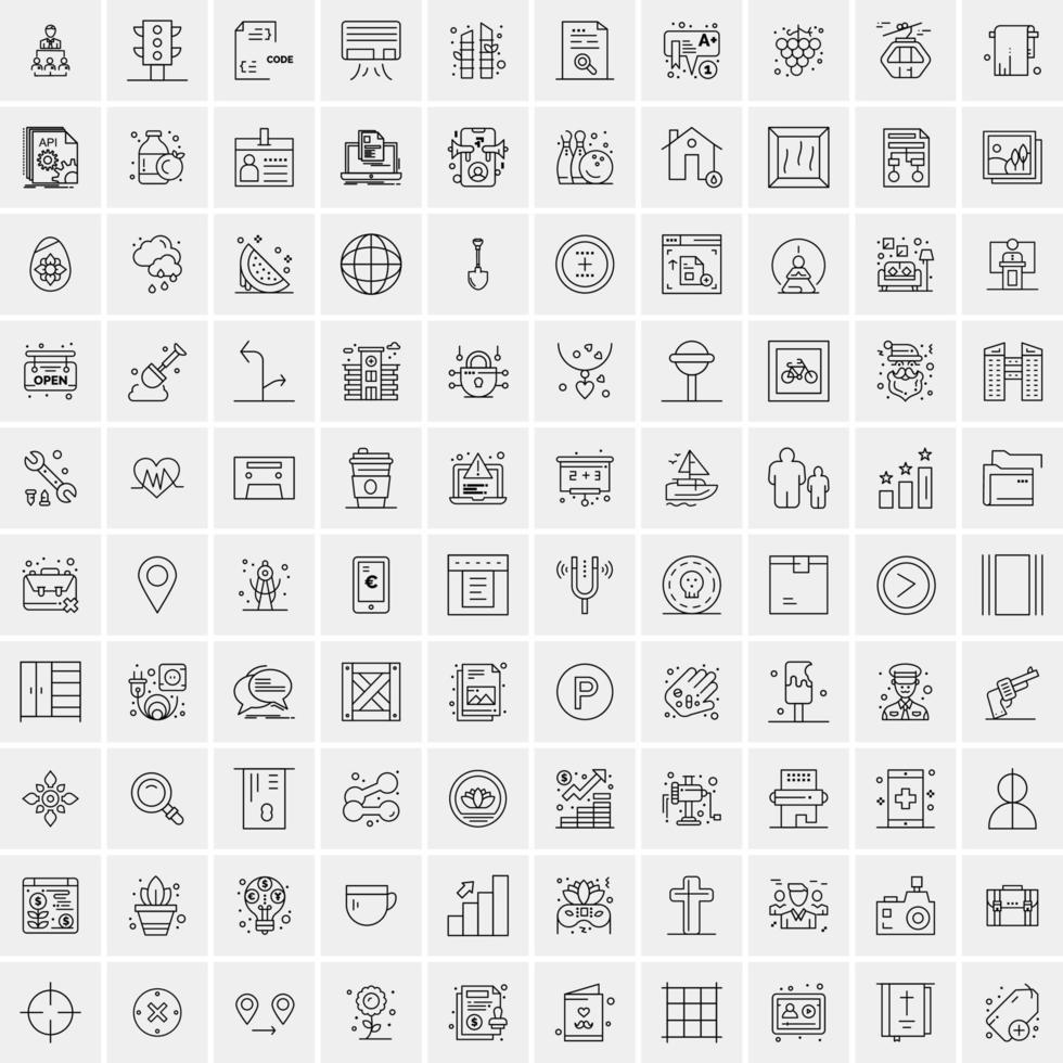 Pack of 100 Universal Line Icons for Mobile and Web vector