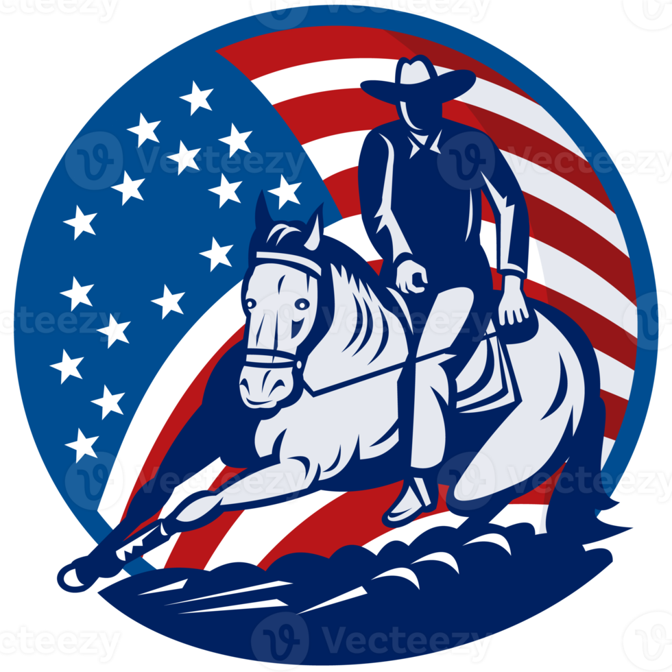 coupe de cheval cowboy de rodéo stars and stripes png