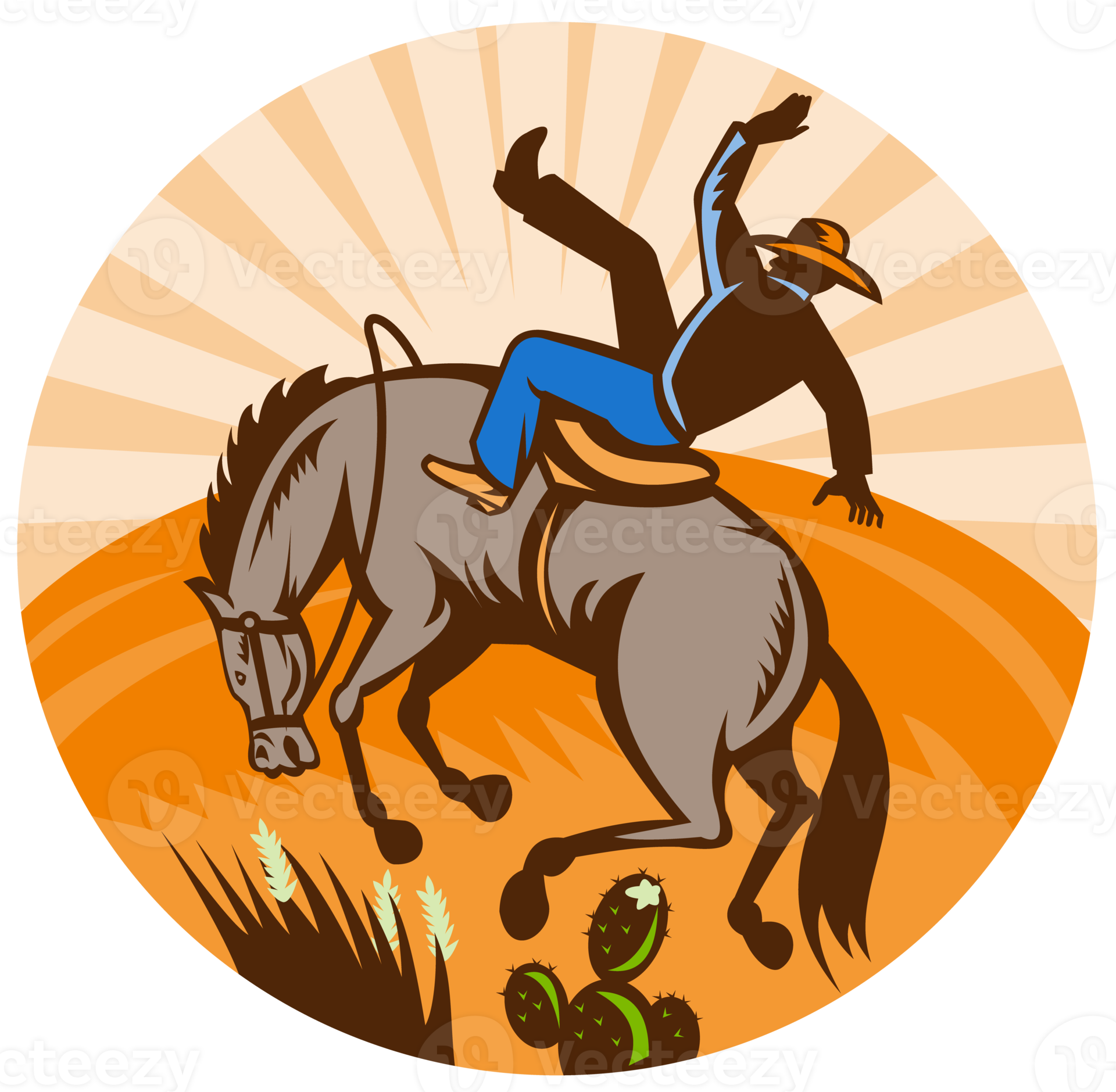 cowboy falling off horse in the desert 13146752 PNG
