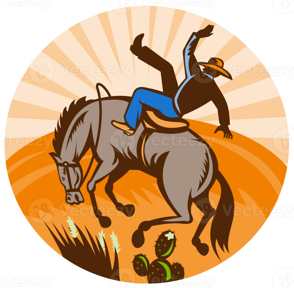 cowboy falling off horse in the desert png