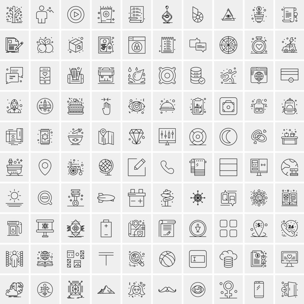 Pack of 100 Universal Line Icons for Mobile and Web vector