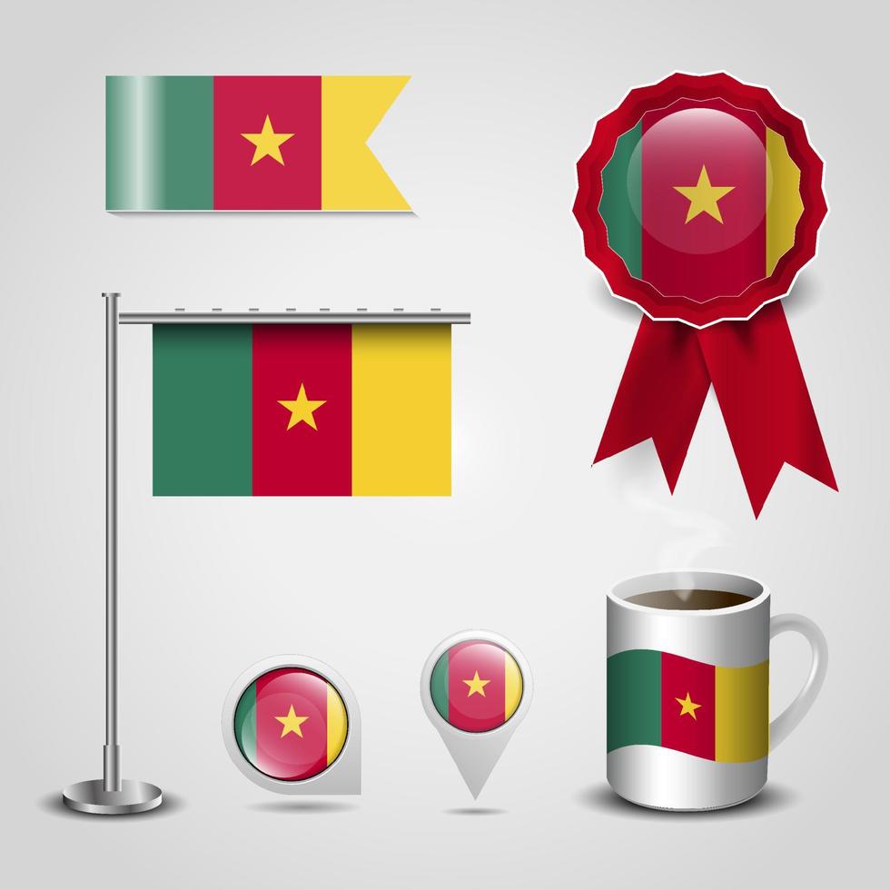 conjunto de bandera de camerun vector