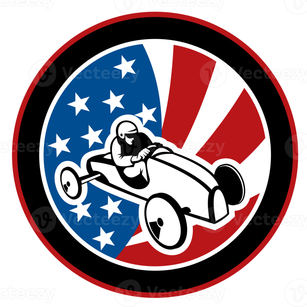 american Soap box derby car with stars and stripes png