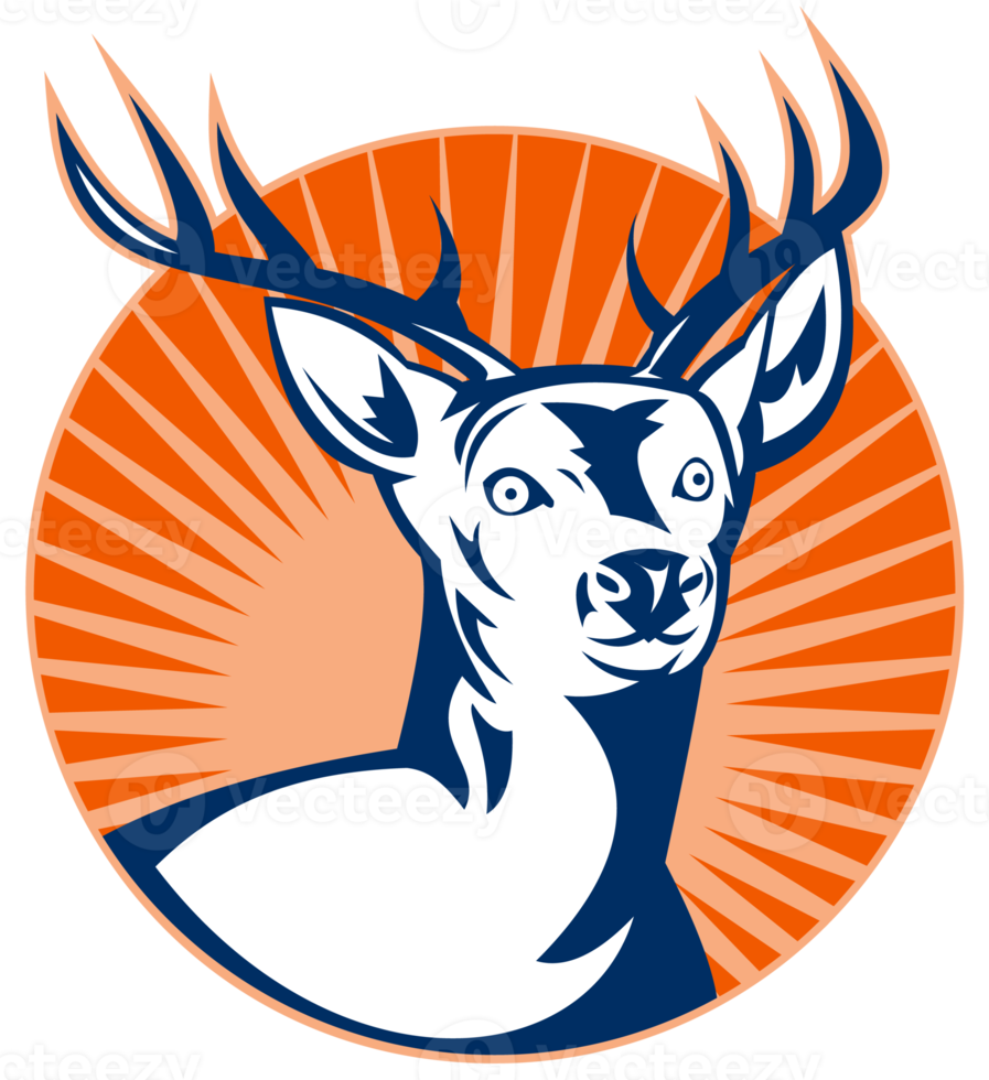 Stag deer or buck with sunburst png