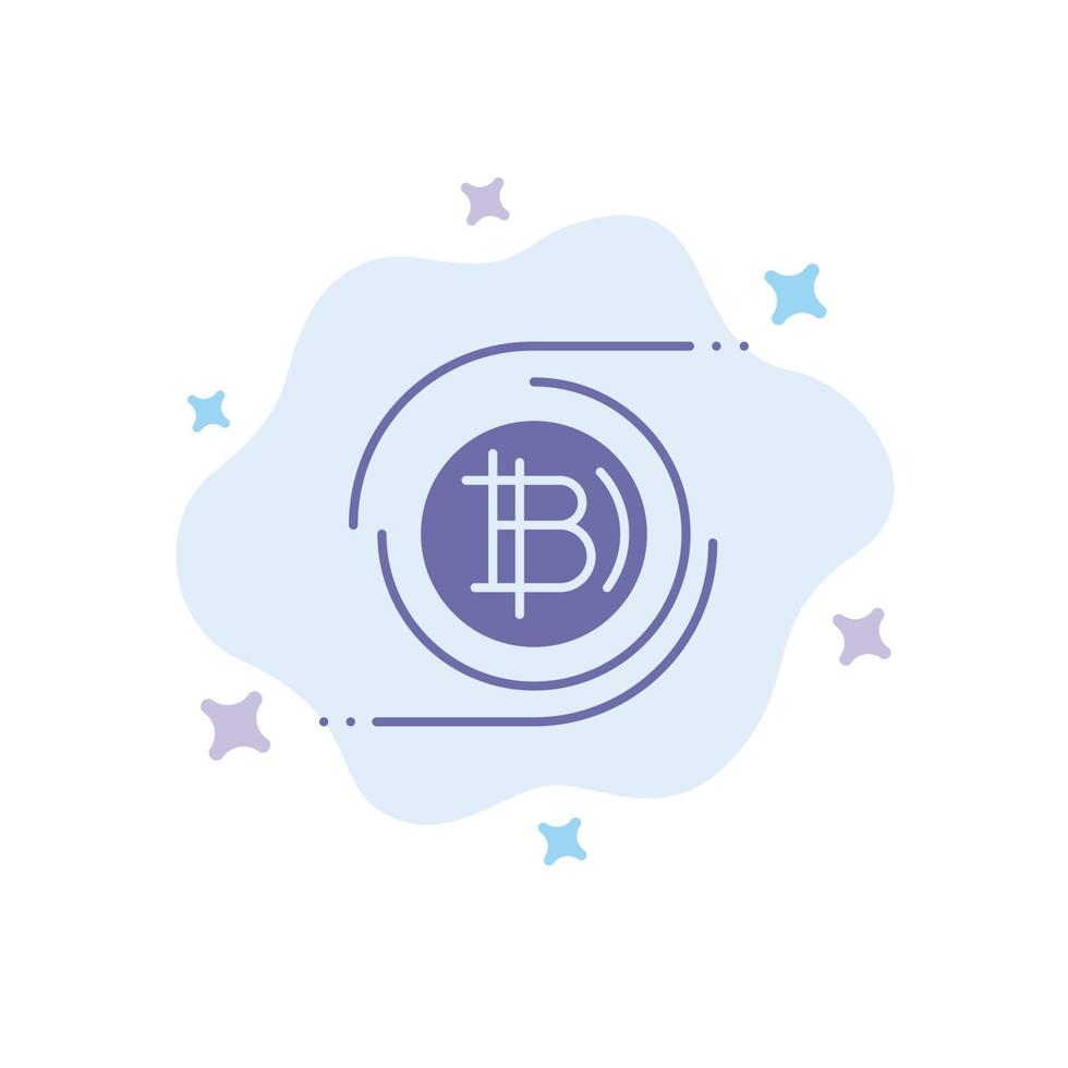 bitcoins cadena de bloque de bitcoin moneda criptográfica icono azul descentralizado sobre fondo de nube abstracta vector