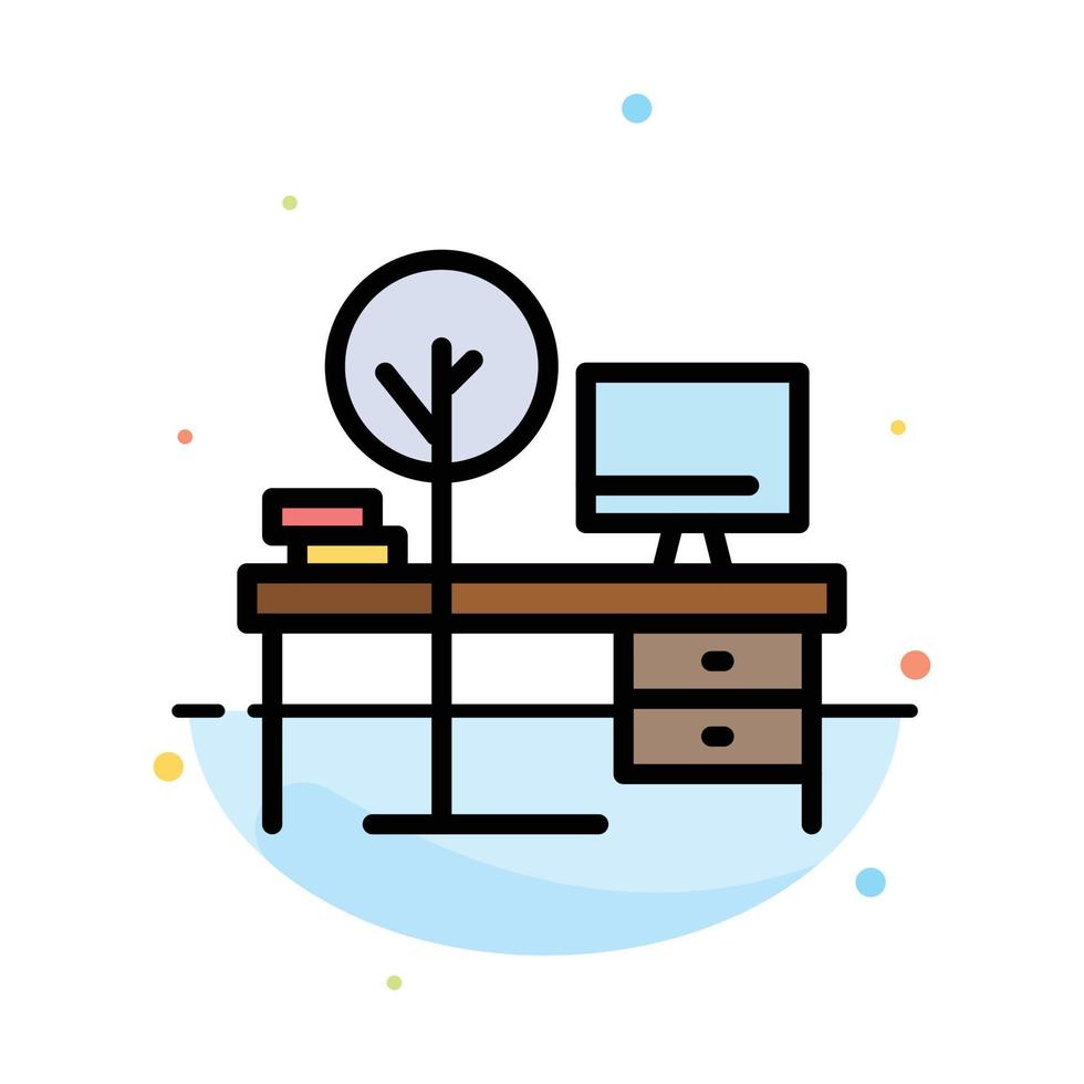 plantilla de icono de color plano abstracto de mesa de lugar de oficina de escritorio de confort vector