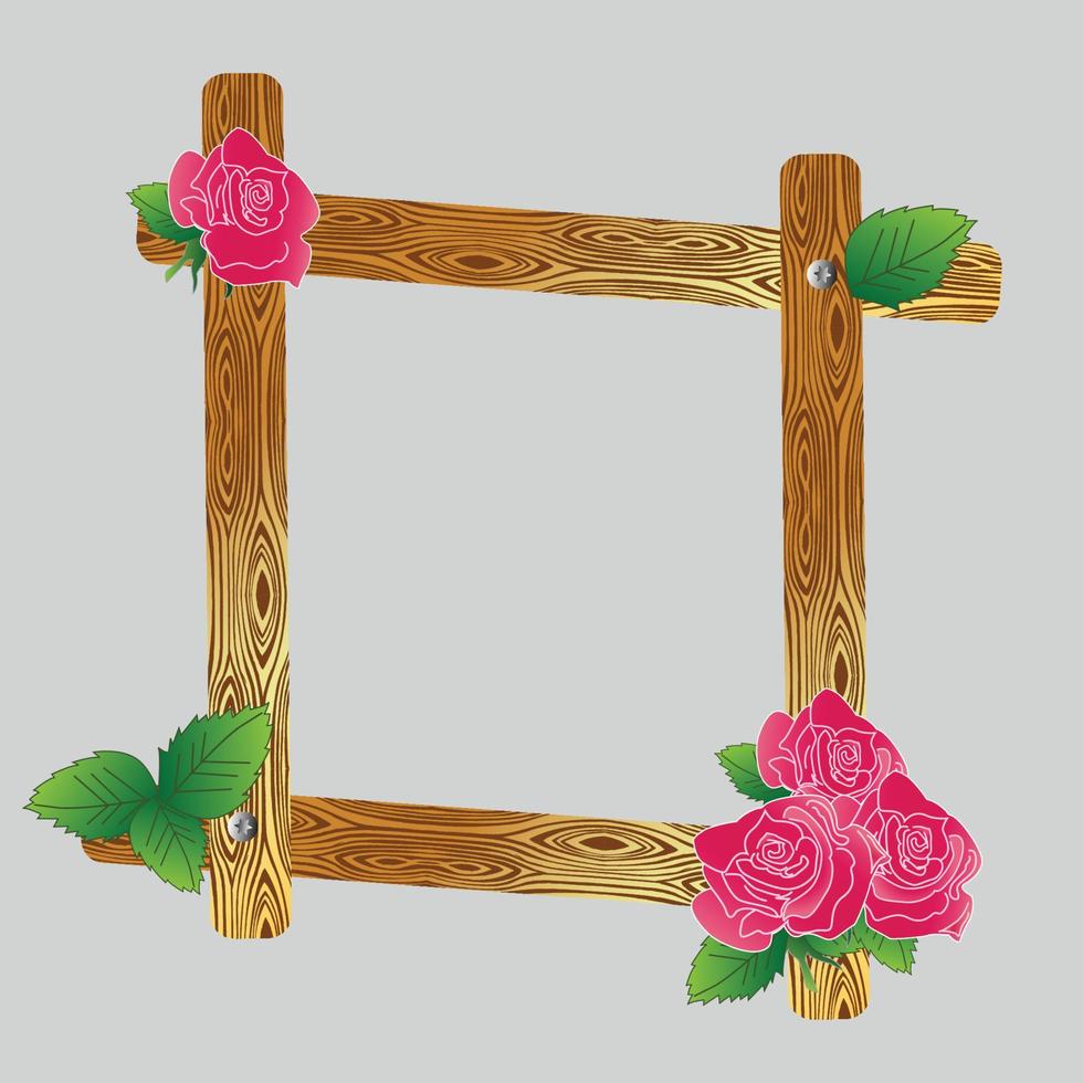 Frame wood Rose vector