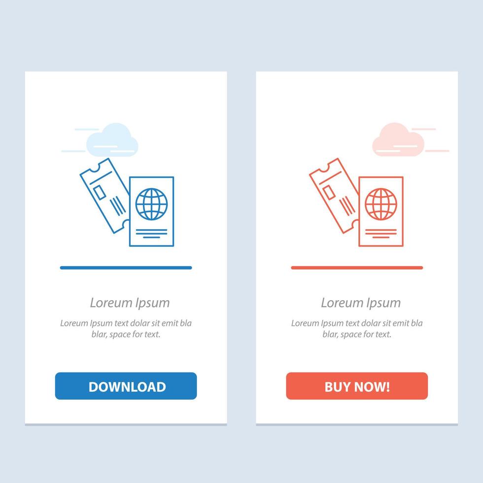 Passport Business Tickets Travel Vacation  Blue and Red Download and Buy Now web Widget Card Templat vector