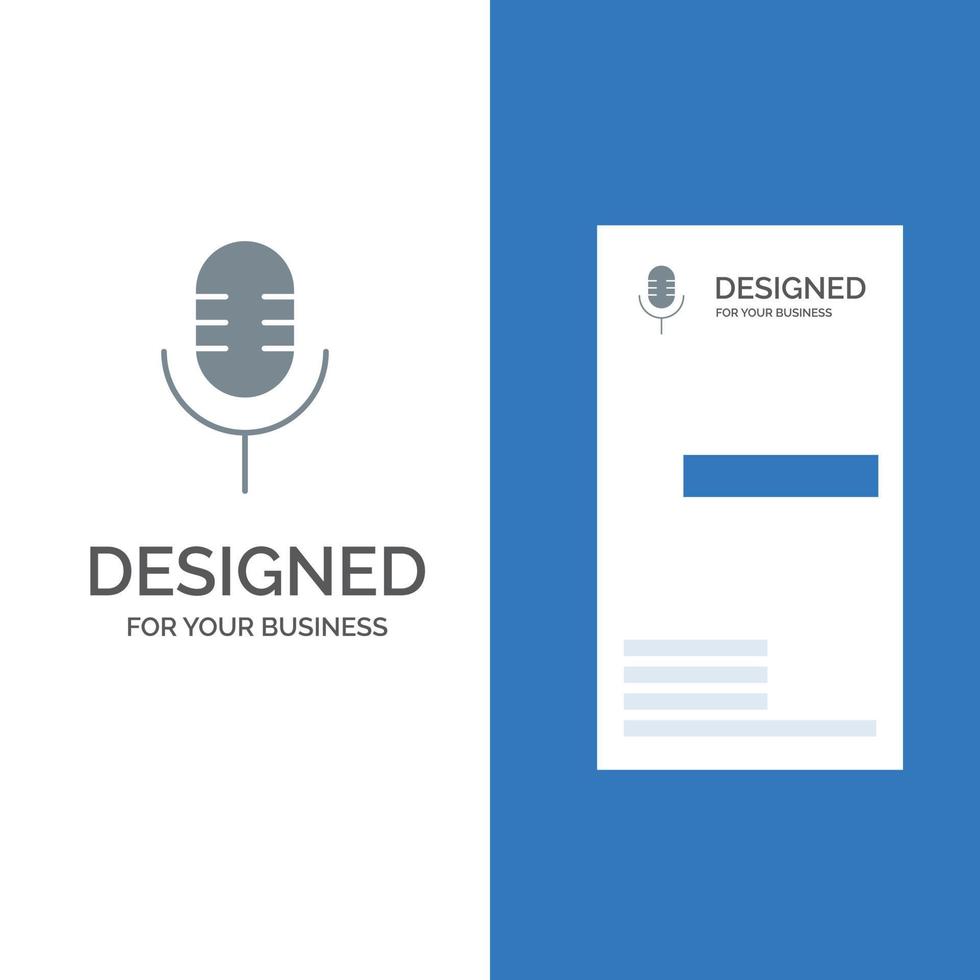Mic Microphone Sound Show Grey Logo Design and Business Card Template vector