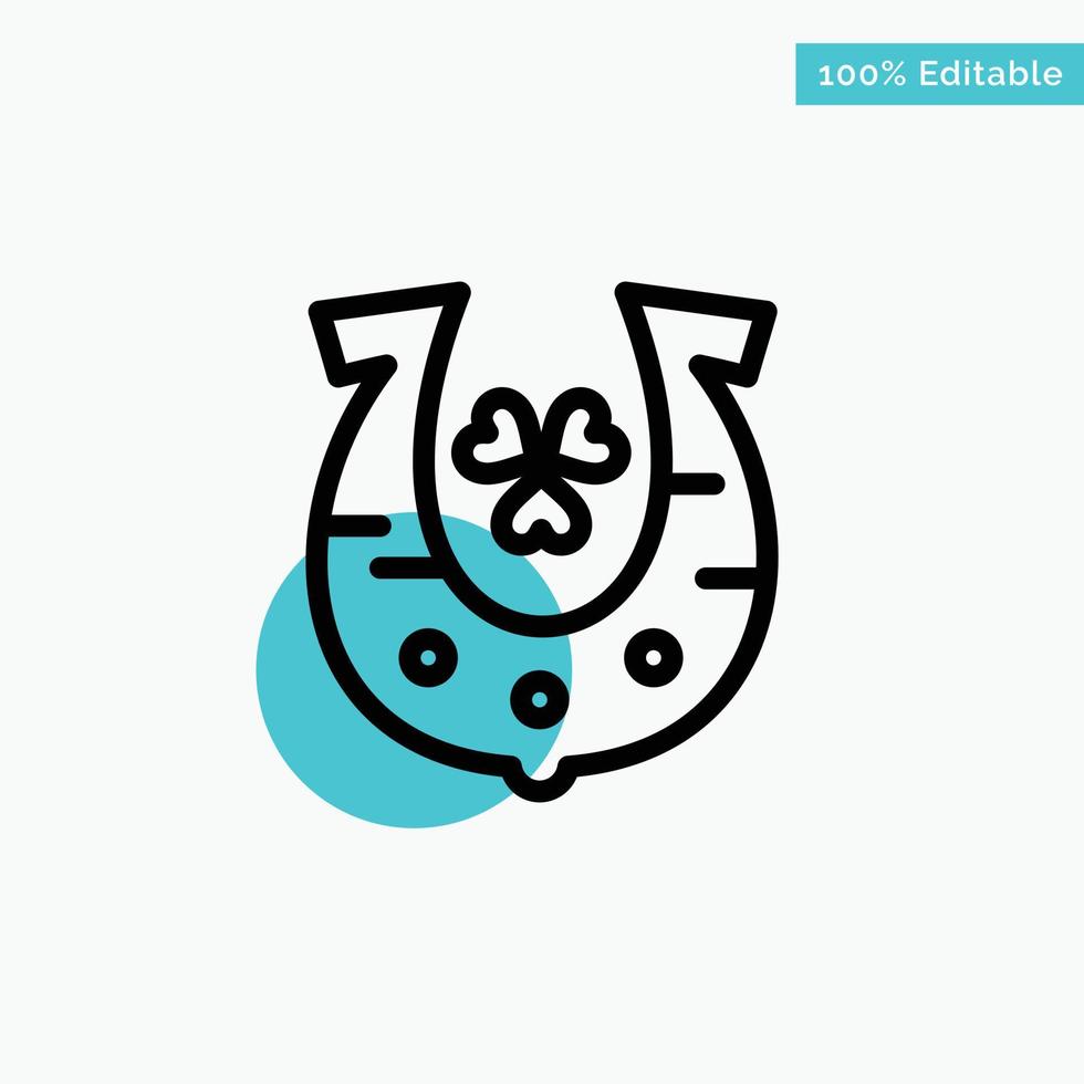 Clover Golden Horseshoe Luck turquoise highlight circle point Vector icon