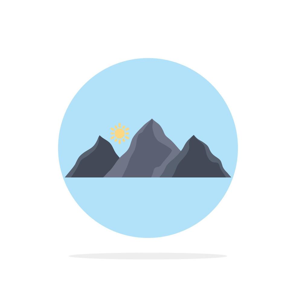 hill landscape nature mountain sun Flat Color Icon Vector