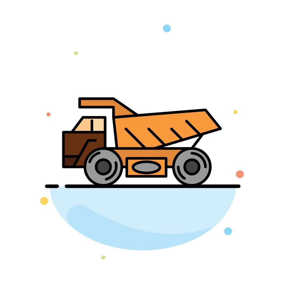 Truck Trailer Transport Construction Abstract Flat Color Icon Template vector