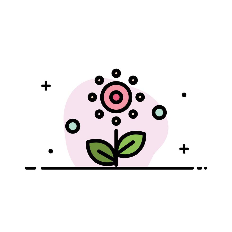 flor planta rosa primavera negocio línea plana icono lleno vector banner plantilla