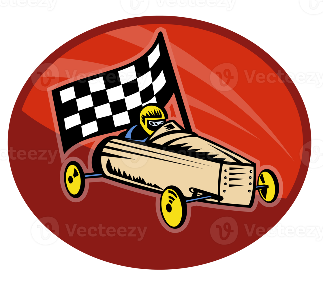 Soap box derby racing with race flag png