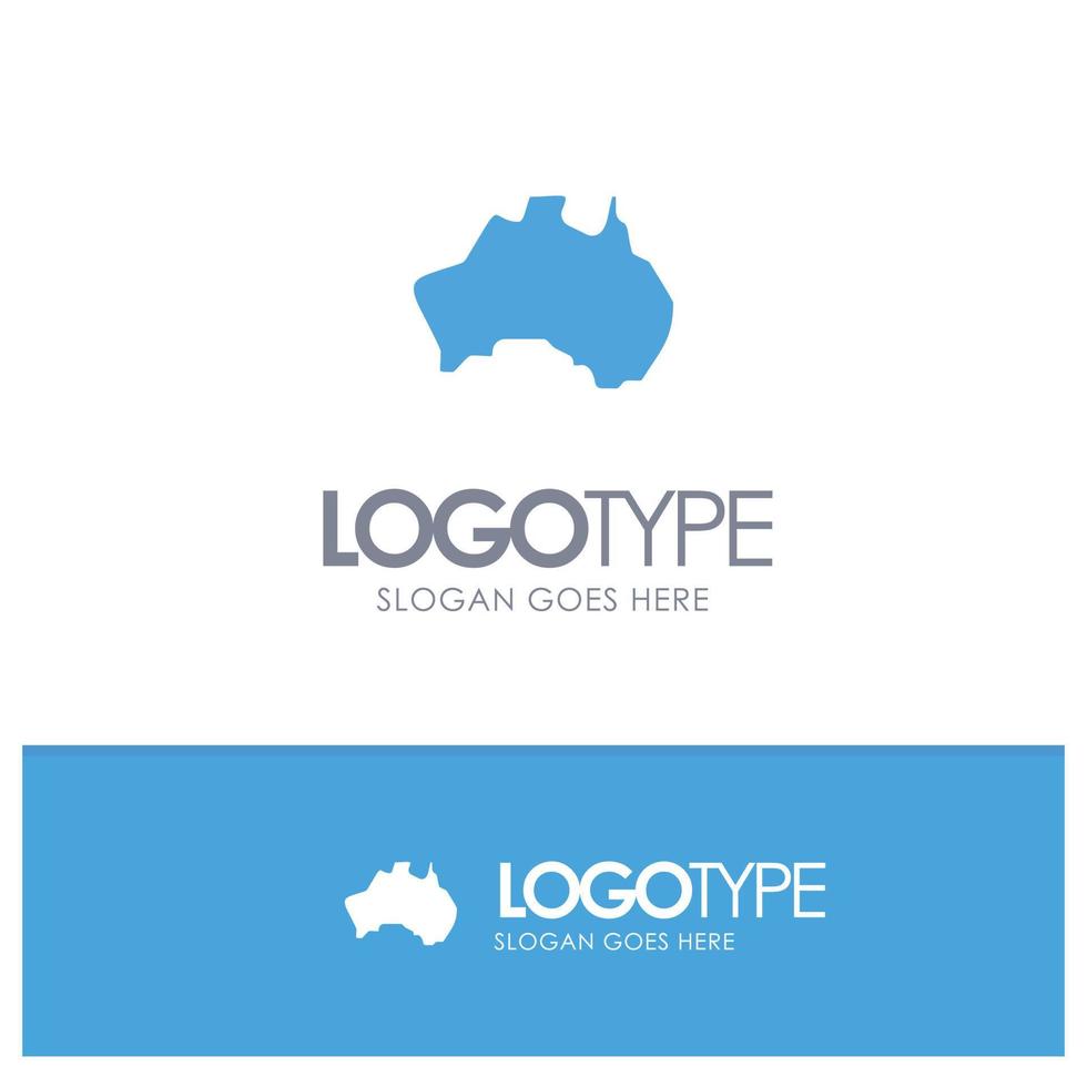 Australian Country Location Map Travel Blue Solid Logo with place for tagline vector